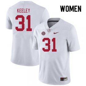 Sale - Alabama Crimson Tide Keon Keeley #31 White Replica Women Alumni College Football Jersey