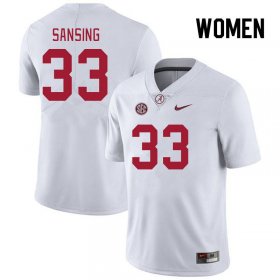 Sale - Alabama Crimson Tide Walter Sansing #33 White Replica Women Alumni College Football Jersey