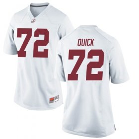 Sale - Alabama Crimson Tide Pierce Quick #72 White Game Women Embroidery University Football Jersey